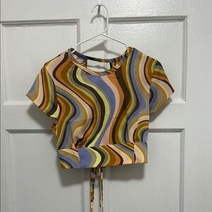 Urban Outfitters multicolored crop top with cap sleeve backless